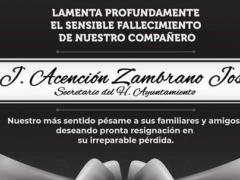 Esquela del secretario del ayuntamiento de Nextlalpan, José Zambrano.