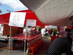 Tianguis de los Cedros de Tecámac, donde comerciantes están en contra de las políticas del municipio. Fotografía: Andrea Reyes Mitznahuatl