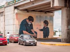 Mural dedicado al personal médico, por  Ale Poiré, Atlacomulco. Fotografía: Facebook Muro por Muro.