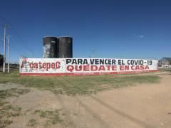 Anuncio Para vencer el COVID-19, quédate en casa, Avenida Central, Municipio de Ecatepec de Morelos. Fotografía: Stephanie Romero Faz.