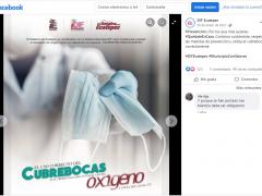 Publicación con flyer sobre uso de cubrebocas y servicio de tanques de oxígeno. Facebook DIF Ecatepe.