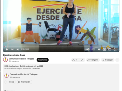 Publicación Ejercitate desde casa por YouTube.