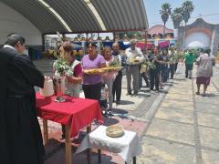 Bendición de las palmas, Domingo de Ramos 2020, San Juan Tehuixtitlán, Atlautla, Edo Mex. Fotografía: Facebook San Juan Tehuixtitlan.