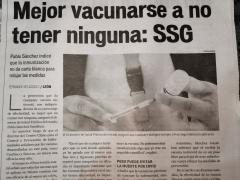 Mejor vacunarse a no tener ninguna: SSG (versión impresa)