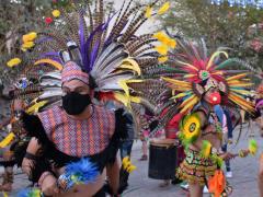 Danzantes durante procesión a la Virgen de la Esperanza, San Andrés, Magdalena, Jalisco. Fotografía de Juan José Carrillo Coronel