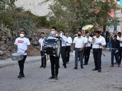 Banda de música durante procesión de la Virgen de la Esperanza, San Andrés, Magdalena, Jalisco. Fotografía: Juan José Carrillo Coronel
