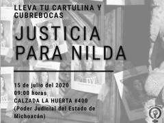 Cartel digital Justicia para Nilda. Facebook: Libres Morelia.