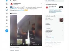 Publicación en Twitter sobre limpieza de transporte público en Morelia para evitar contagios COVID-19.