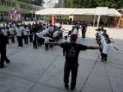 Alumnos en actividad deportiva, fotografía de Cuartoscuro