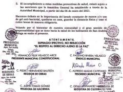 Comunicado emitido por la autoridad municipal de San Andrés Solaga, Villa Alta, Oaxaca sobre las restricciones de acceso a la comunidad.