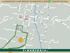 Croquis con la logística vial para el día de la vacunación. Facebook Municipio de San Andrés Huayapam.