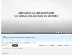 Mensaje de los Servicios de Salus del Estado de Oaxaca.