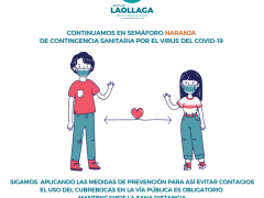 Cartel Continuamos en semáforo naranja de contingencia sanitaria por el virus del COVID-19. Facebook Municipio de Santiago Laollaga.