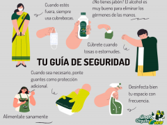 Infografía Tu guía de seguridad con algunas recomendaciones para la prevención del contagio de la COVID-19 en espacios públicos. Facebook Universidad Tecnológica de los Valles Centrales de Oaxaca.