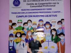 Cartel en salón, Grupo de Alcohólicos Anónimos “La Alborada”, . Produce: grupo AA “La Alborada”, Barrio del Arena, Santiago Suchilquitongo Etla, Oaxaca. Fotografía: Anónimo.