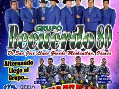 Cartel que anuncia el baile, con la participación del Grupo Afortunados de Tierra Mixe y jaripeo, noviembre de 2021.