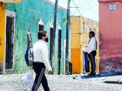 Mariachis en Puebla durante la pandemia por COVID-19. Fotografía de Andrés Lobato.