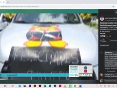 Caravana de automóviles tocando el claxon a manera de festejo por las graduaciones. Facebook Juan Carlos Valerio.