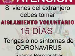 Aviso sobre aislamiento para recién llegados a Huaquechula.