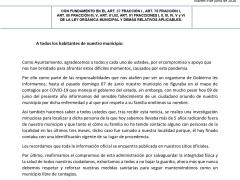 Comunicado oficial sobre fallecimiento por COVID-19 del primer caso en Tochimilco. 