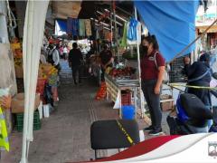 Medidas y filtros sanitarios en mercado. Facebook: Gobierno de Acatlán 2018-2021