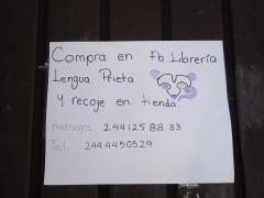 Anuncio Compra en Fb Librería Lengua Prieta y recoge en tienda. Fotografía: Emir Brando Tepepa Esquivel.