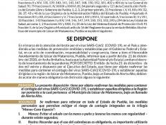 Disposición administrativa del Gobierno de Izúcar de Matamoros.