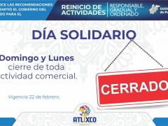 Día solidario. Domingo y lunes. Facebook Ayuntamiento de Atlixco.