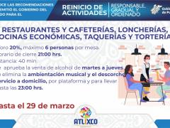 Aviso Restaurantes y cafeterías, loncherías, cocinas económicas, taquerías y torterías. Ayuntamiento de Atlixco.
