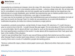 Comentarios sobre la pandemia de una estudiante en el extranjero. Facebook Nicte Cortes.