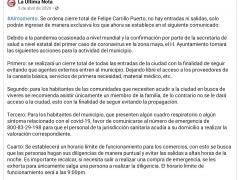 Comunicado del municipio Felipe Carrillo Puerto. Facebook Armando Cocom.