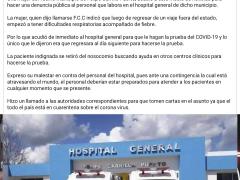 Nota sobre denuncia por falta de atención. Facebook Qué Nota. JMMM Q.Roo.