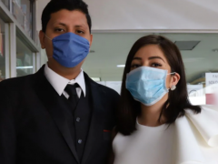 Matrimonio con cubrebocas. Fotografía: Noticias PDC.