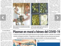 Nota periodística: "Plasman en miral a héroes del COVID-19", del perioódico Municipios.