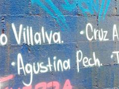 Acercamiento a nombres en el memorial realizado por el Colectivo X Pinta. Fotografía: Facebook X Pinta.