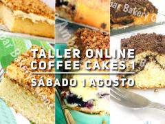 Invitación a Taller online Coffee Cakes. Facebook Luna Ambar Bakery. Cursos Chef Lau. Lau Cruz Chef.