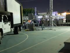 Montaje de escenario durante festejo de San Judas Tadeo en SLP.