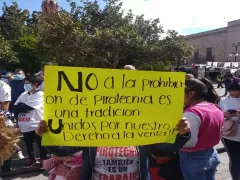 Manifestación de coheteros, San Luis Potosí. Fotografía: Pulso.