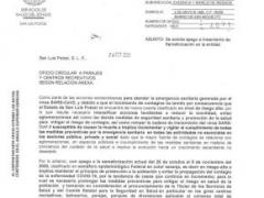 Comunicado emitido por la Secretaría de Salud. Imágen: Código San Luis.