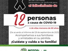 Infografía Servicios de Salud de San Luis Potosí lamentamos con produnda pena el fallecimiento de... Tweeter: Gobierno de San Luis.