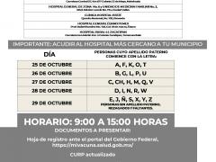 Instalaciones y horarios para la aplicación de la segunda dosis para niños menores de 12 a 17 años en San Luis Potosí.