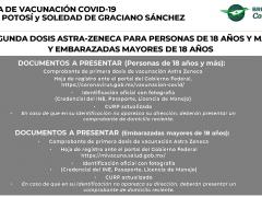 Documentos a presentar para la segunda dosis de vacunación en San Luis Potosí.