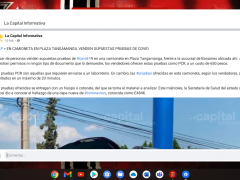 Publicación sobre venta de supuestas pruebas COVID-19.