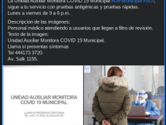 Publicación sobre pruebas COVID-19.