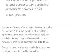 Noticia sobre semáforo de los estados.