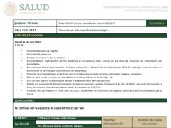 Informe técnico Caso COVID-19 por variable de interés B.1.617. Secretaria de Salud.