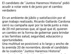 Nota sobre cierre de campaña en SLP. Televalles.