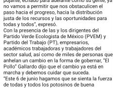 Nota sobre cierre de campaña en SLP. Televalles.