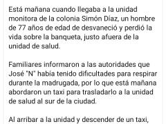 Nota sobre muerte de un abuelito fuera de Unidad COVID-19 en SLP.