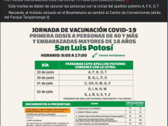 Arranca jornada de vacunación para cuarentones en San Luis Potosí. Facebook Omar Niño San Luis.